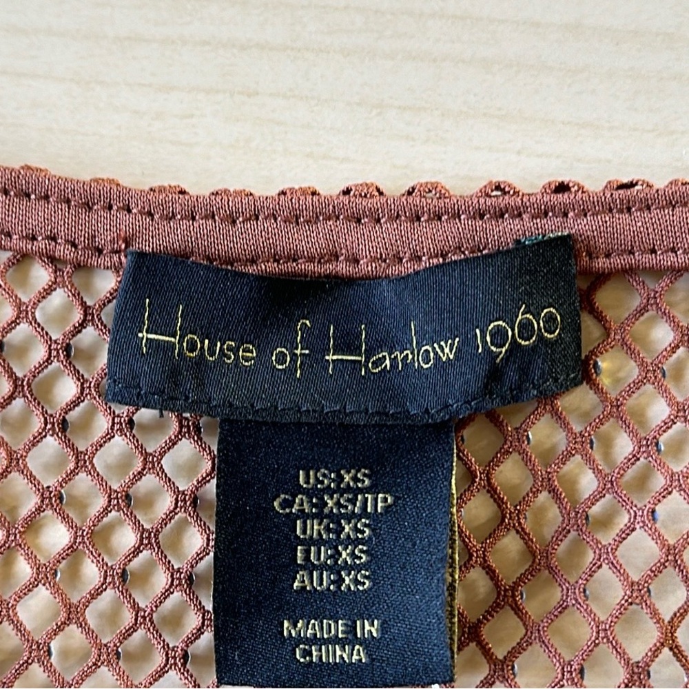 🆕 House of Harlow 1960 Brown Open Stitch Top - Picture 5 of 6